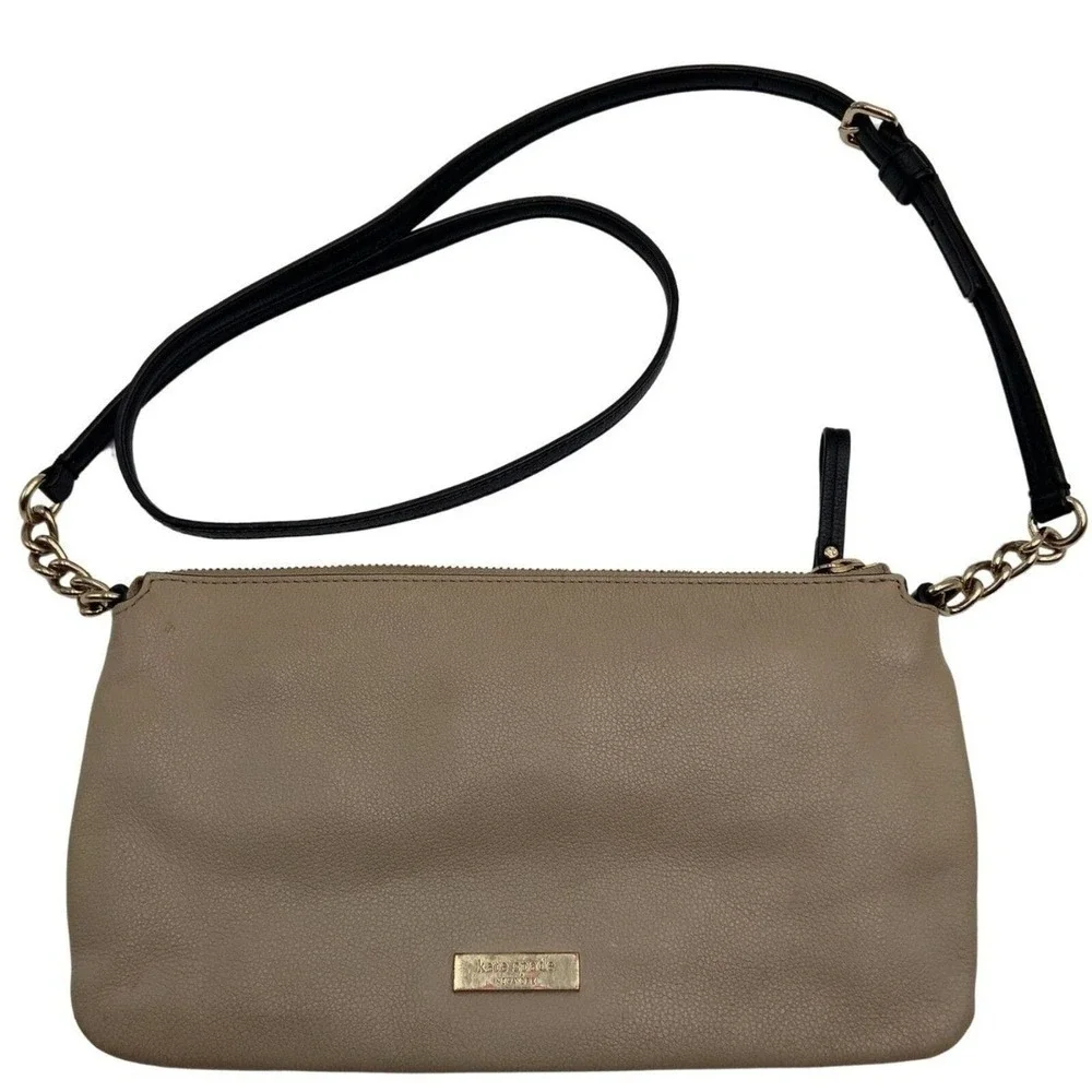 KATE SPADE New York Crossbody Bow‎ Bag Cow Leather Beige Black Classic Classic